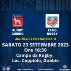 Sabato 23 Settembre test match precampionato Rugby Gubbio – Fano Rugby